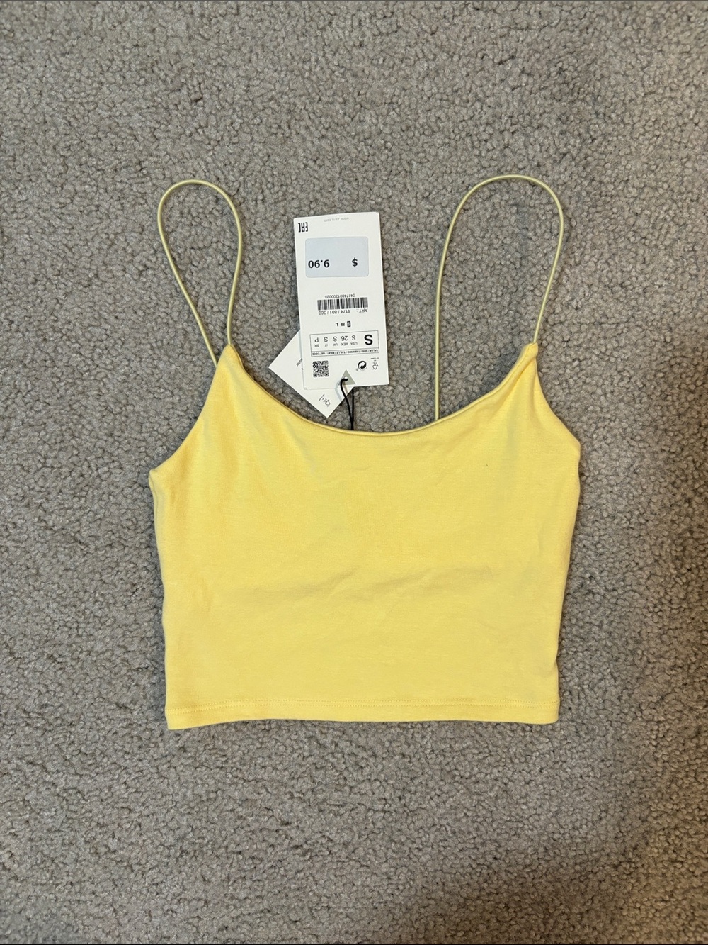 Yellow Spaghetti Strap Crop Top - Zara